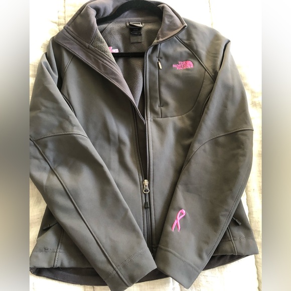 The North Face- Grey Breast Cancer Awareness Fleece Lined Full Zip Jacket - Picture 1 of 7